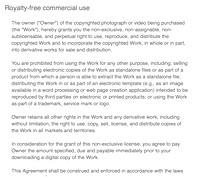 Royalty-free commercial use agreement.
